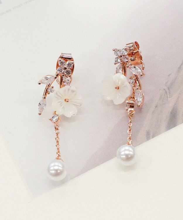 Tiaclasse 【金属アレルギー対応】 シアーフラワードロップピアス ピンクゴールド