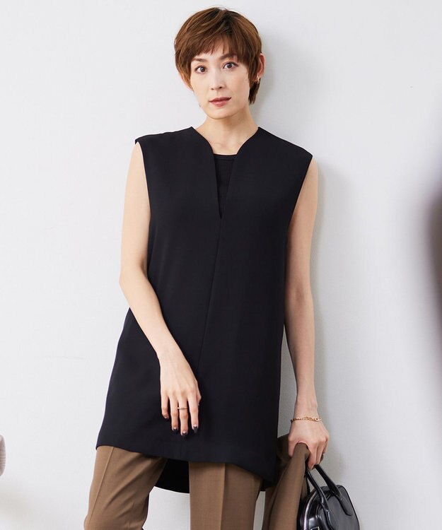 ICB L 【WEB限定カラーあり・洗える】 ライトダブルクロス べスト ブラック系