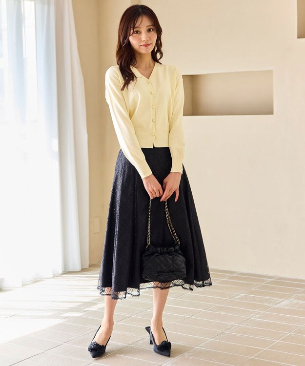 Feroux 【先行予約】美シルエット ニット カーディガン ライトイエロー系