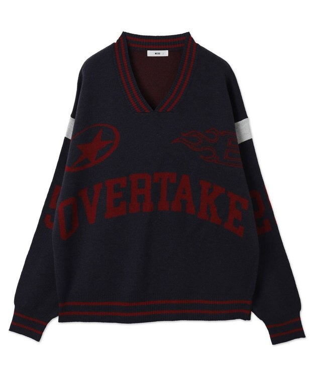 WEGO 【ユニセックス着用ITEM】ラインリブゲームロゴプルオーバー ネイビー