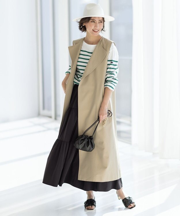 UNFILO 【撥水/UVケア/接触冷感】シャカ楽ストレッチ ティアードスカート ブラック系