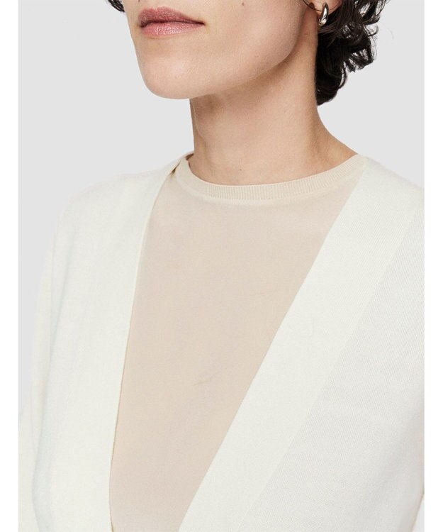 JOSEPH ウールシルクバイカラー　ロングカーディガン Ivory Combo