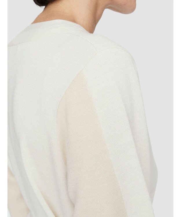 JOSEPH ウールシルクバイカラー　ロングカーディガン Ivory Combo