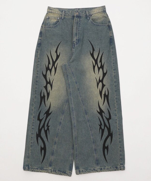 WEGO トライバルデニムパンツ デニム中濃加工色