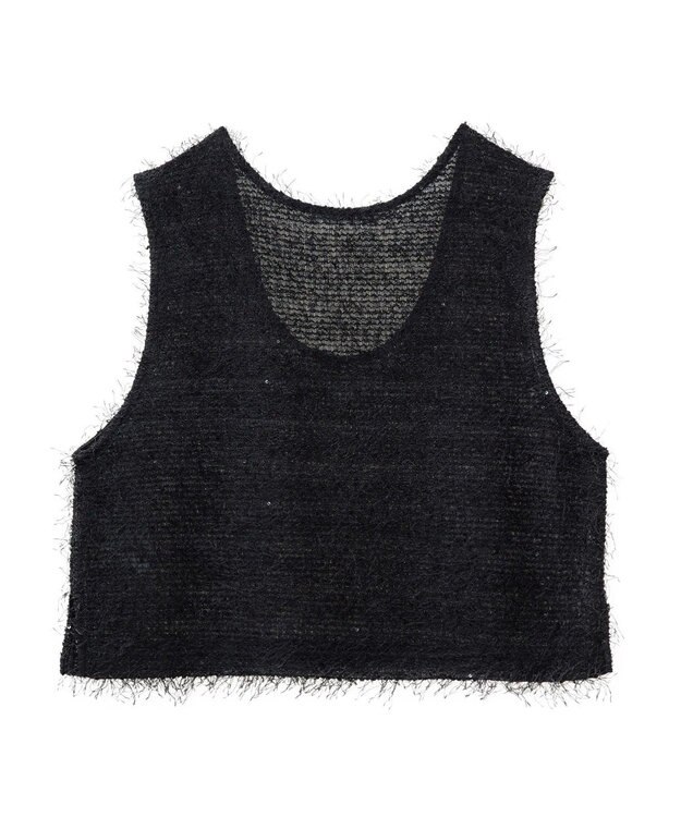 Green Parks フェザーヤーンショートベスト Black