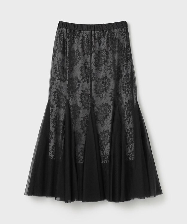 GRACE CONTINENTAL レースレイヤードチュールスカート ブラック