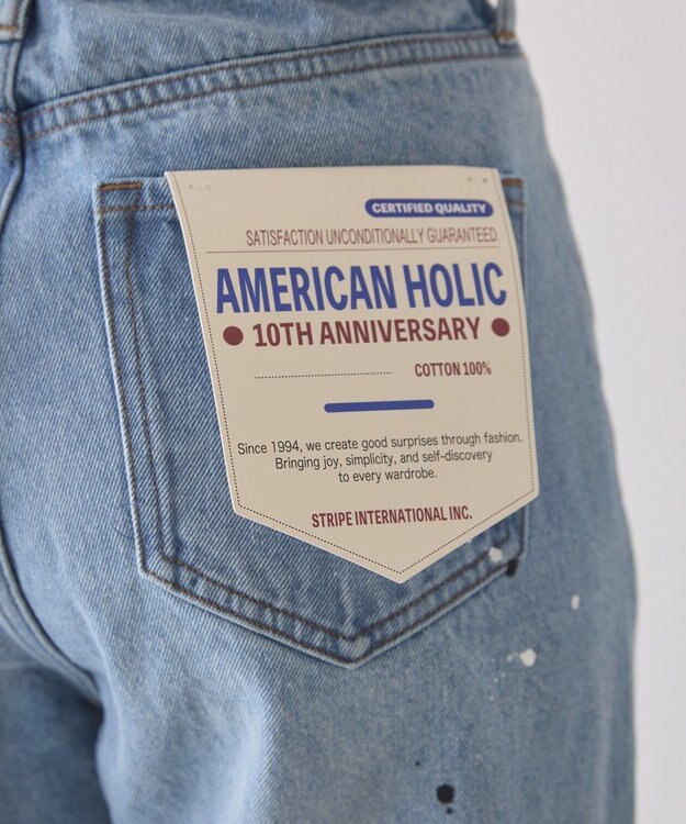 AMERICAN HOLIC ルーズストレートペイントデニム Light Indigo