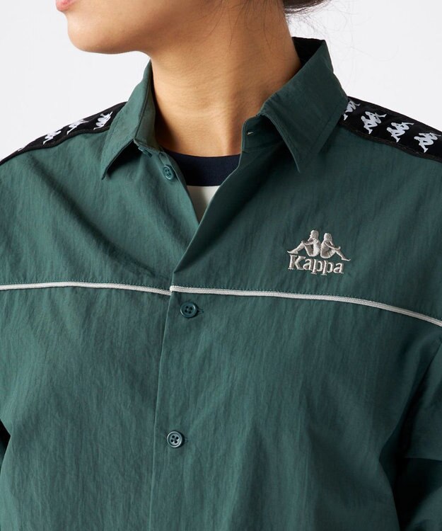 OP／FILA 【Kappa】バンダテープ ウーブンシャツジャケット グリーン