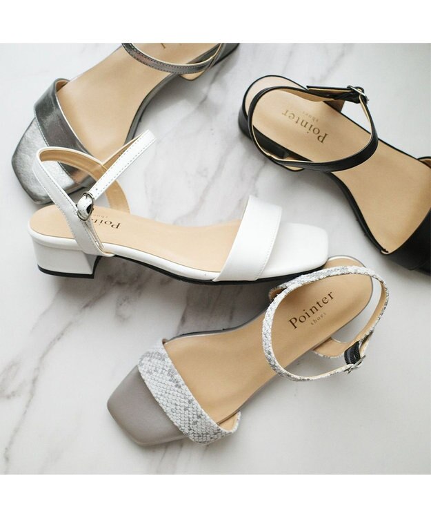 Pointer 日本製 本革スクエアトゥサンダル スネーク