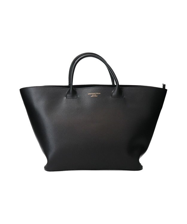 INTER-CHAUSSURES 【CHRISTIAN VILLA】ラージサイズレザーハンドバッグ ブラック