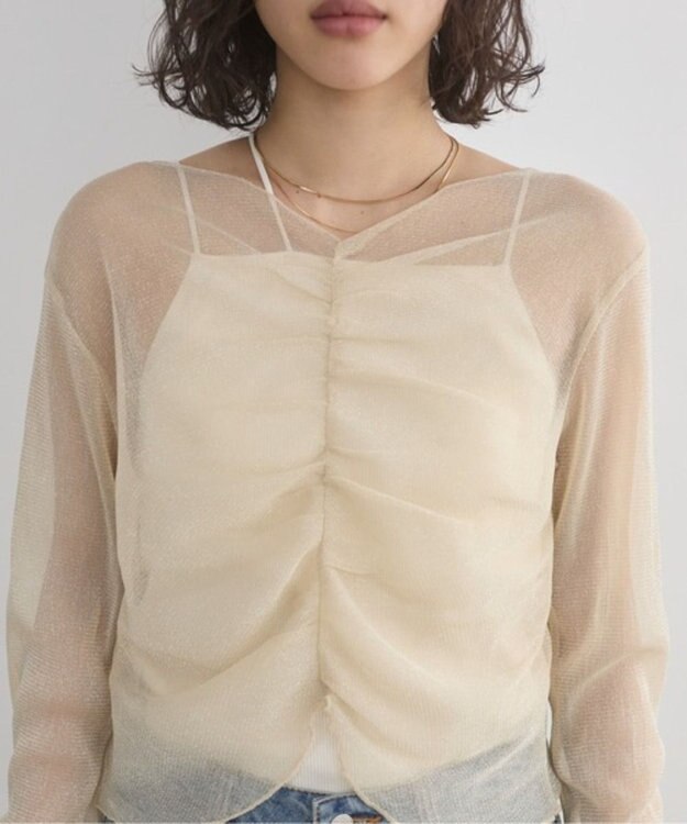 WEGO 【ANGIE VINTAGE】シャーリングラメシアートップス ライトベージュ