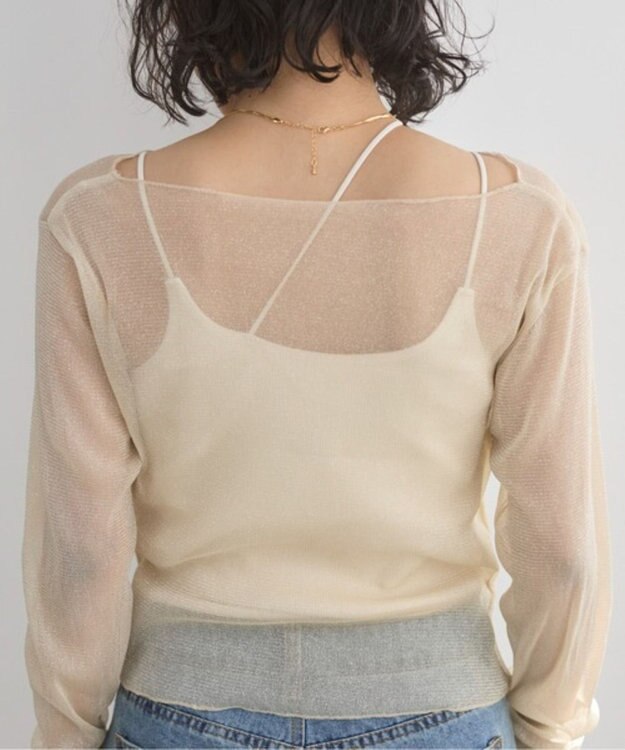 WEGO 【ANGIE VINTAGE】シャーリングラメシアートップス ライトベージュ
