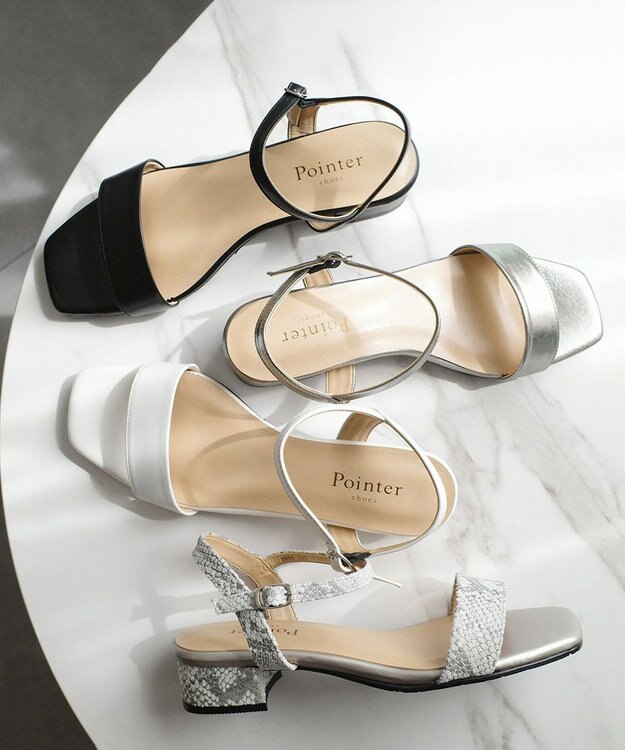 Pointer 日本製 本革スクエアトゥサンダル スチール