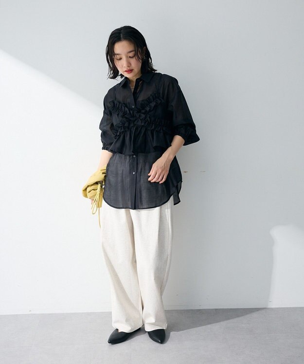 Green Parks 【WEB限定】ＳＥＴ２点フリルビスチェ＋シャツチュニックⅡ Black