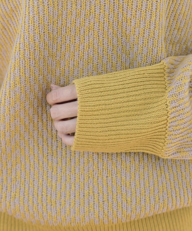 Tiaclasse 【洗える】ジャガード柄プルオーバーニットトップス イエロー