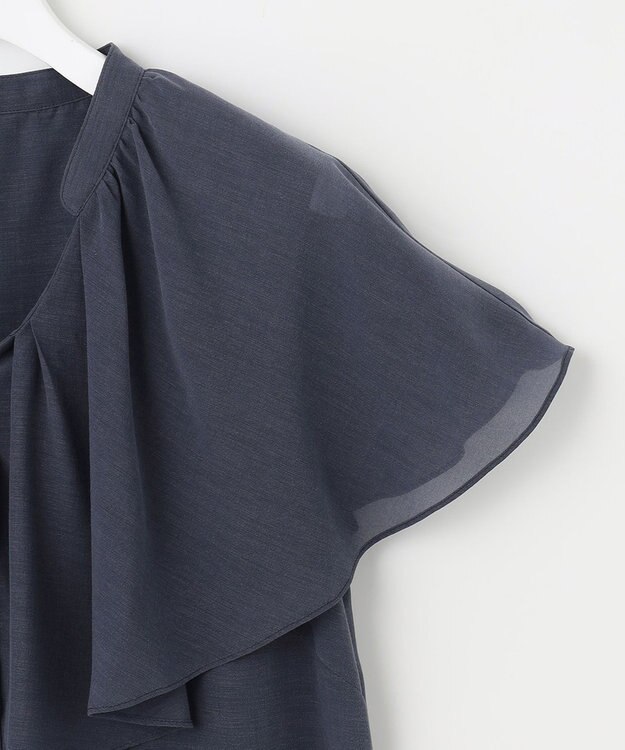 自由区 【洗える・XSサイズあり】キュプラコットンブロード ブラウス ネイビー系