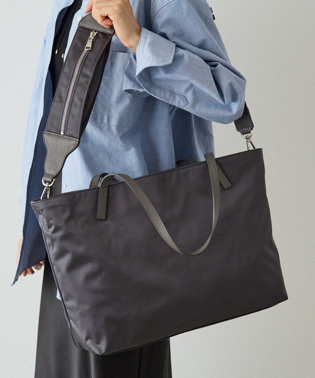 russet 《ファスナーポケット付きショルダーベルト》2wayトートバッグ(SF-266) Charcoal