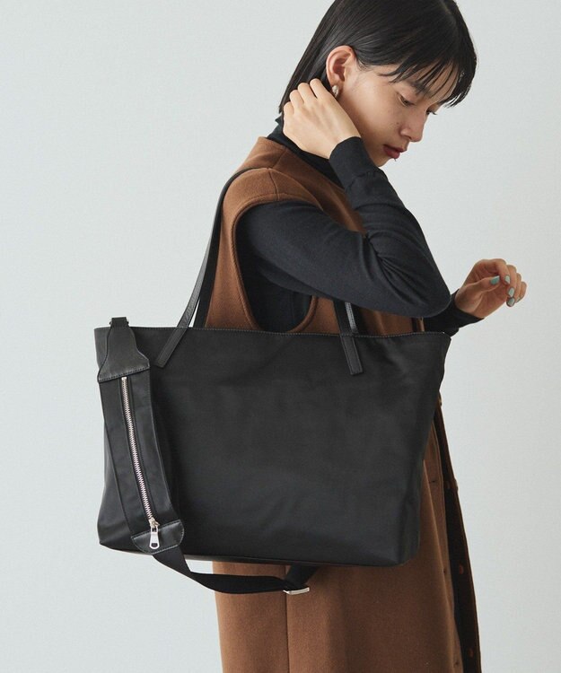 russet 《ファスナーポケット付きショルダーベルト》2wayトートバッグ(SF-266) Black