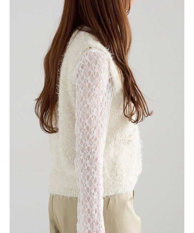 Te chichi 金釦ポケットシャギーニットベスト オフホワイト