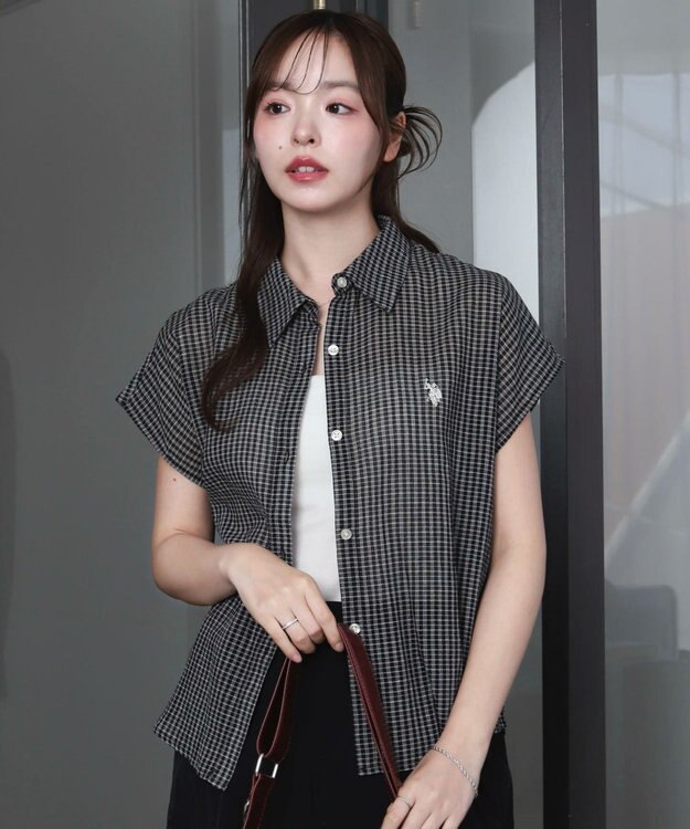 WEGO U.S. POLO ASSN.別注 フレンチスリーブシャツ ブラック