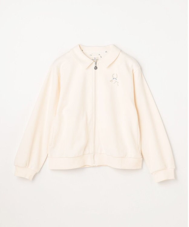 組曲 KIDS 【150-160㎝】ラウンドカラージップアップパーカー バニラ