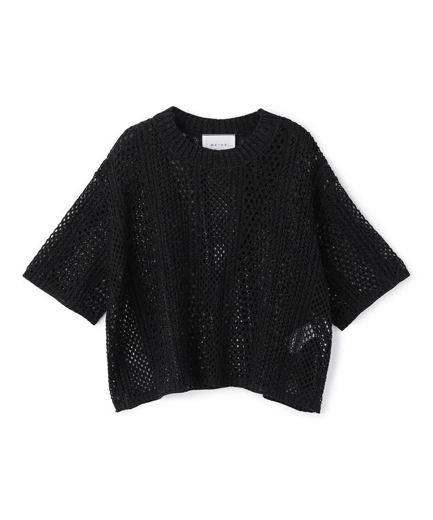 BEIGE， ATACAM / パターンメッシュ ハーフニット Black