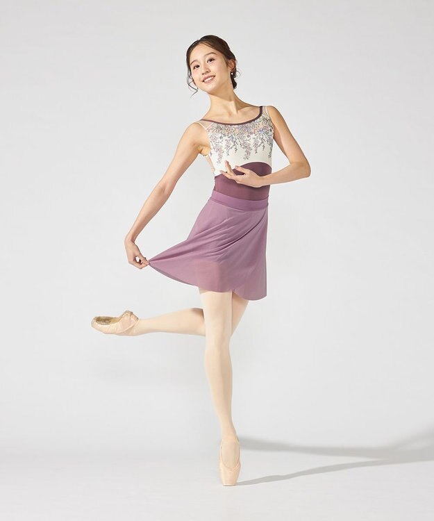 Chacott ノースリーブレオタード グレイッシュライラック