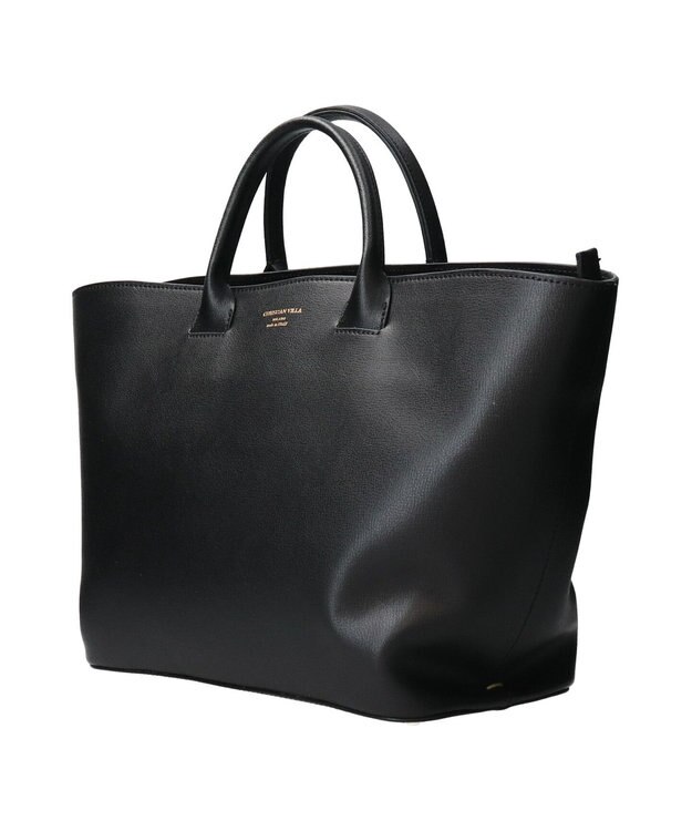 INTER-CHAUSSURES 【CHRISTIAN VILLA】ラージサイズレザーハンドバッグ ブラック