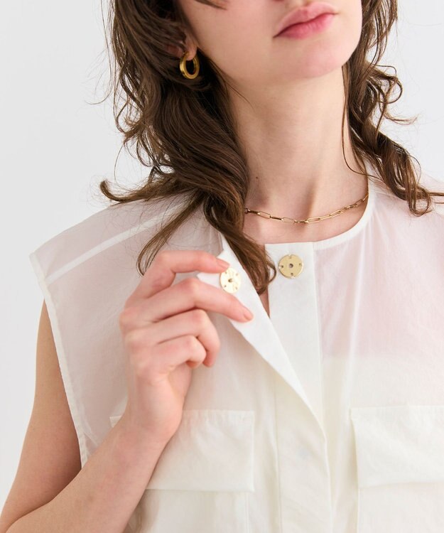 BEIGE， 【洗える】LANTANA / ビックポケットノースリーブブルゾン Ecru