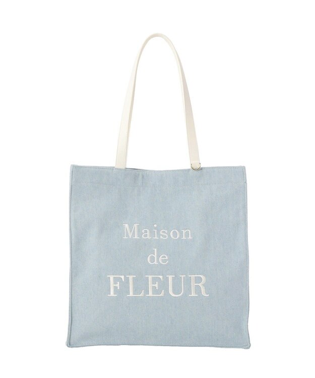 Maison de FLEUR デニムブランドロゴスクエアトートバッグ Light Blue