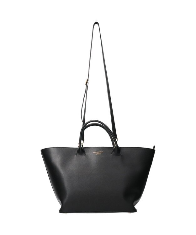 INTER-CHAUSSURES 【CHRISTIAN VILLA】ラージサイズレザーハンドバッグ ブラック