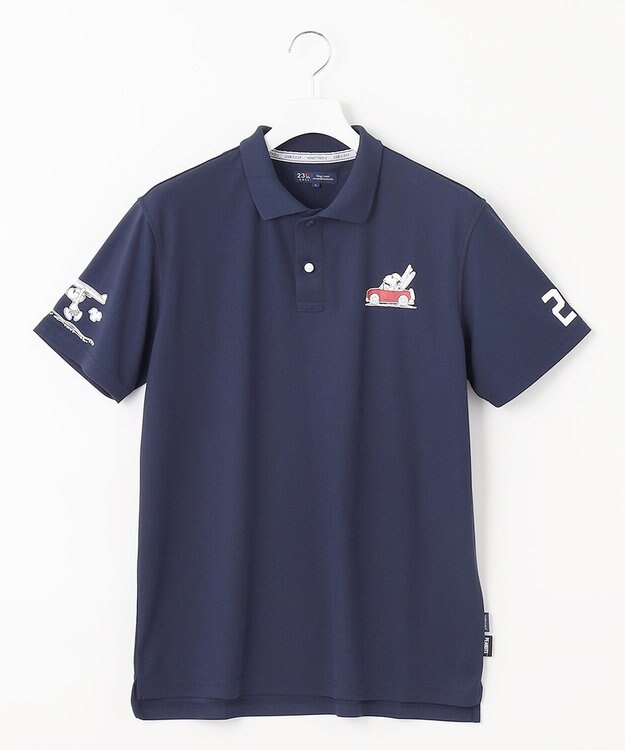 23区GOLF 【PEANUTS】【MEN】スヌーピーコラボ 半袖ポロシャツ ネイビー系
