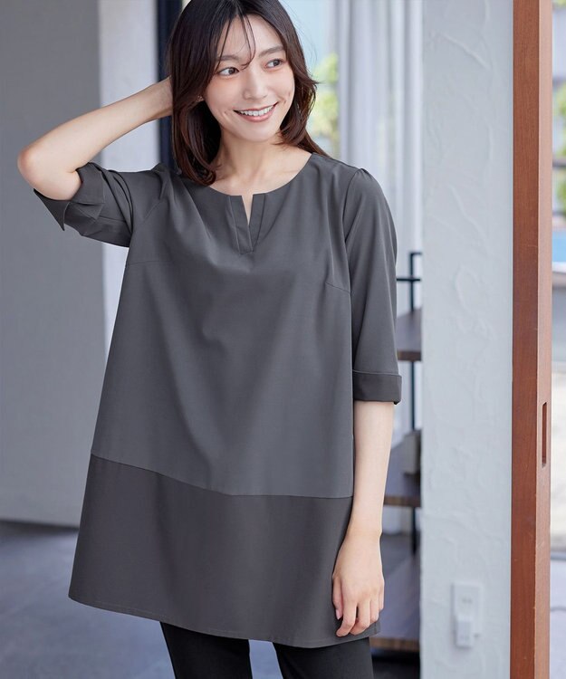 Tiaclasse L 【新色追加】バイカラーチュニック ミント