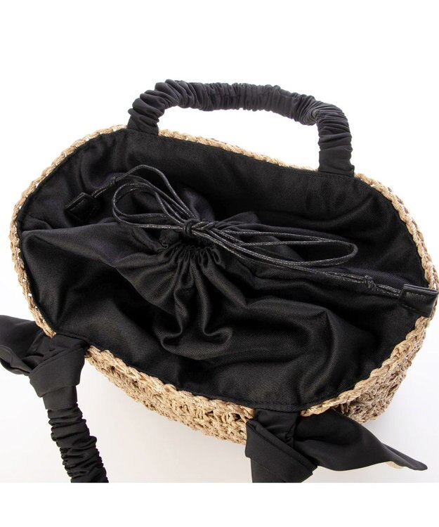 UNBILLION カシュカシュ cachecache / 下がりリボン切替編みトート ブラック