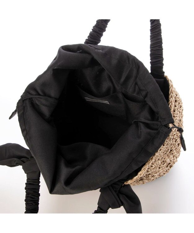 UNBILLION カシュカシュ cachecache / 下がりリボン切替編みトート ブラック