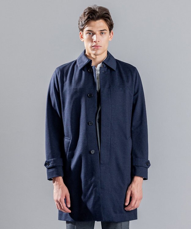 JOSEPH HOMME ムリネジャガードジャージー　ステンカラーコート ネイビー系