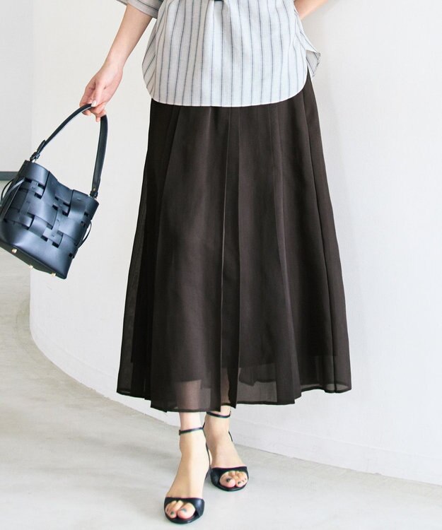 自由区 S 【カタログ掲載】オーガンジープリーツ スカート ブラウン