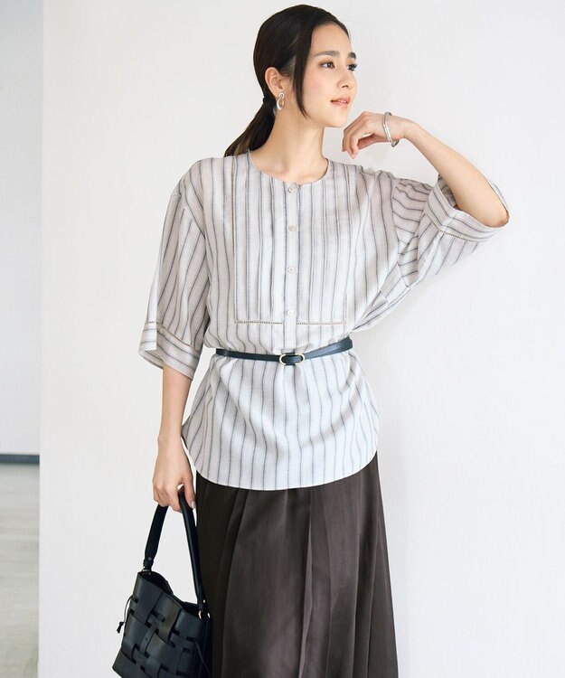 自由区 S 【カタログ掲載】オーガンジープリーツ スカート ブラウン