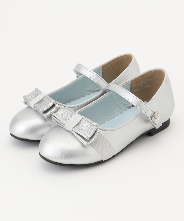 組曲 KIDS 【18-24㎝】かんたんストラップ バレエシューズ シルバー