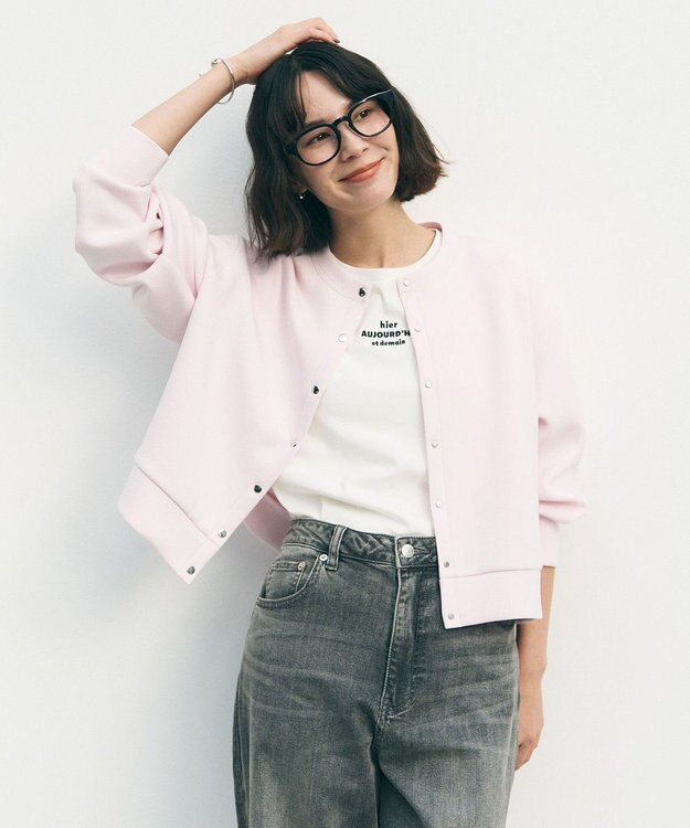 UNFILO 【野呂佳代さん着用/新色追加】BEAUTY FORM JERSEY スナップカーディガン [NEW]ライトピンク