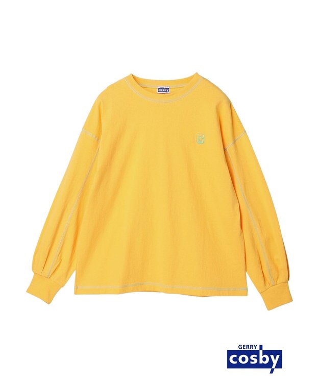 earth music&ecology Ｃｏｓｂｙ×ｅａｒｔｈ　配色ステッチロングＴシャツ Yellow
