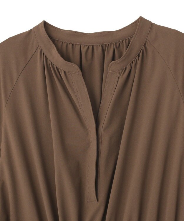 YECCA VECCA <<UVカット>>ドロストギャザー袖ワンピース Brown