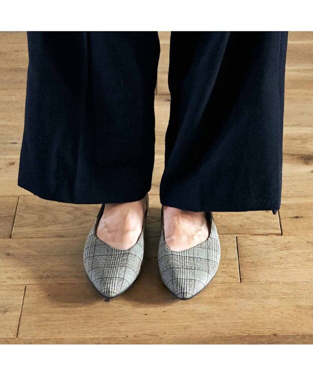 ing <ing>アシンメトリーカットフラットパンプス ダークブラウンキジ