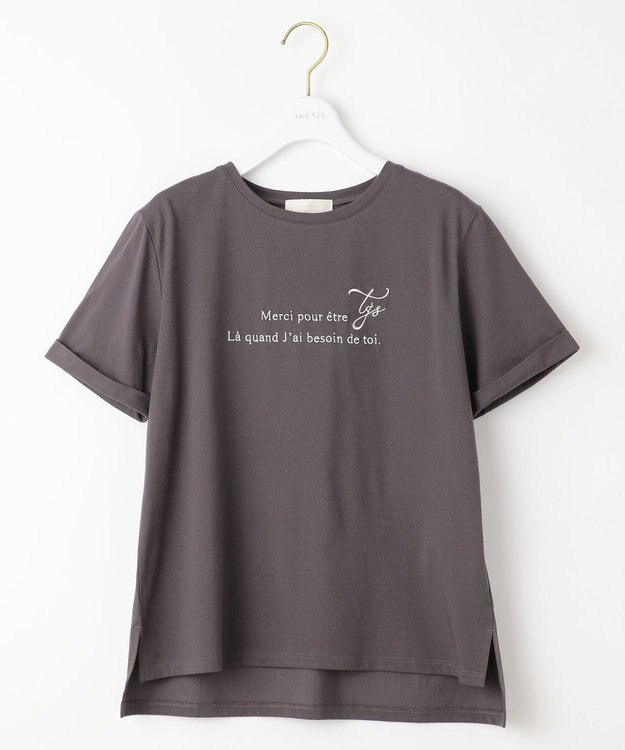 ANY SIS L ロゴ刺繍 Tシャツ スレート