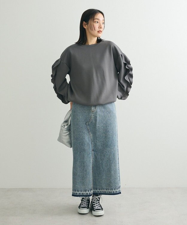 Green Parks ・ｓｗｉｎｇ　ｂｙ　フリルスリーブプルオーバー Charcoal Gray