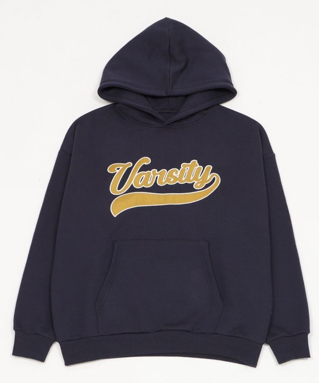 WEGO 裏起毛グラフィックビッグプルパーカー ネイビー