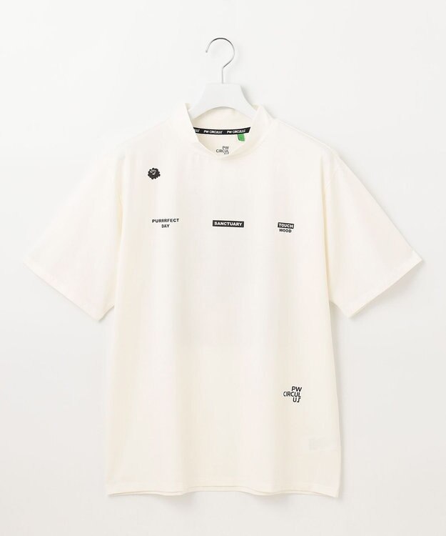 PW CIRCULUS 【MEN】アニマル フォト モックネック シャツ ホワイト系1