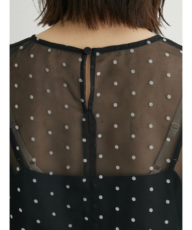 Green Parks Ｂ．ＳＥＴ２点　シアードットブラウス＋キャミソール Black