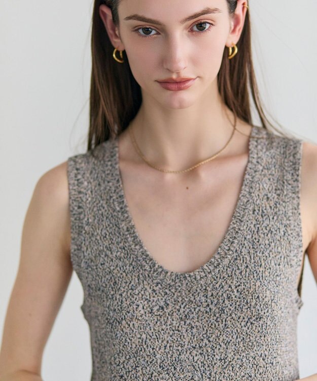 BEIGE， AGATE / Uネック メランジニットドレス Mix