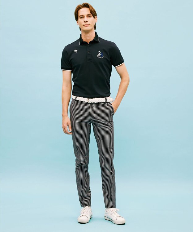 23区GOLF 【MEN】ハニカム鹿子 半そでポロシャツ ネイビー系